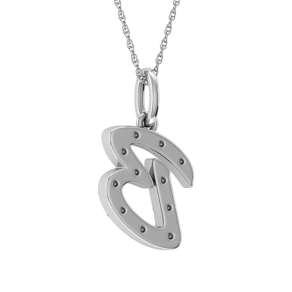 Diamond 1/8 Ct.Tw. Letter B Pendant in 10K White Gold