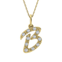 Load image into Gallery viewer, Diamond 1/8 Ct.Tw. Letter B Pendant in 10K Yellow Gold