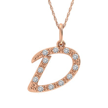 Cargar imagen en el visor de la galería, Diamond 1/8 Ct.Tw. Letter D Pendant in 10K Rose Gold