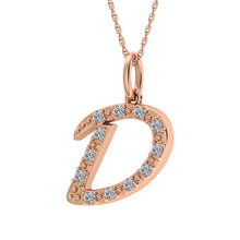 Cargar imagen en el visor de la galería, Diamond 1/8 Ct.Tw. Letter D Pendant in 10K Rose Gold