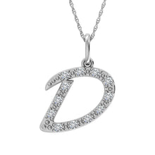 Cargar imagen en el visor de la galería, Diamond 1/8 Ct.Tw. Letter D Pendant in 10K White Gold