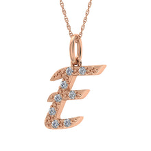 Load image into Gallery viewer, Diamond 1/8 Ct.Tw. Letter E Pendant in 10K Rose Gold