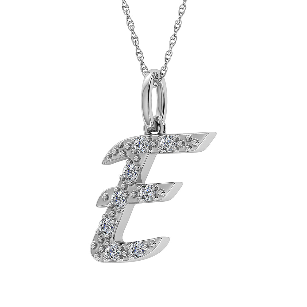 Diamond 1/8 Ct.Tw. Letter E Pendant in 10K White Gold