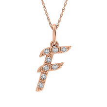 Load image into Gallery viewer, Diamond 1/8 Ct.Tw. Letter F Pendant in 10K Rose Gold