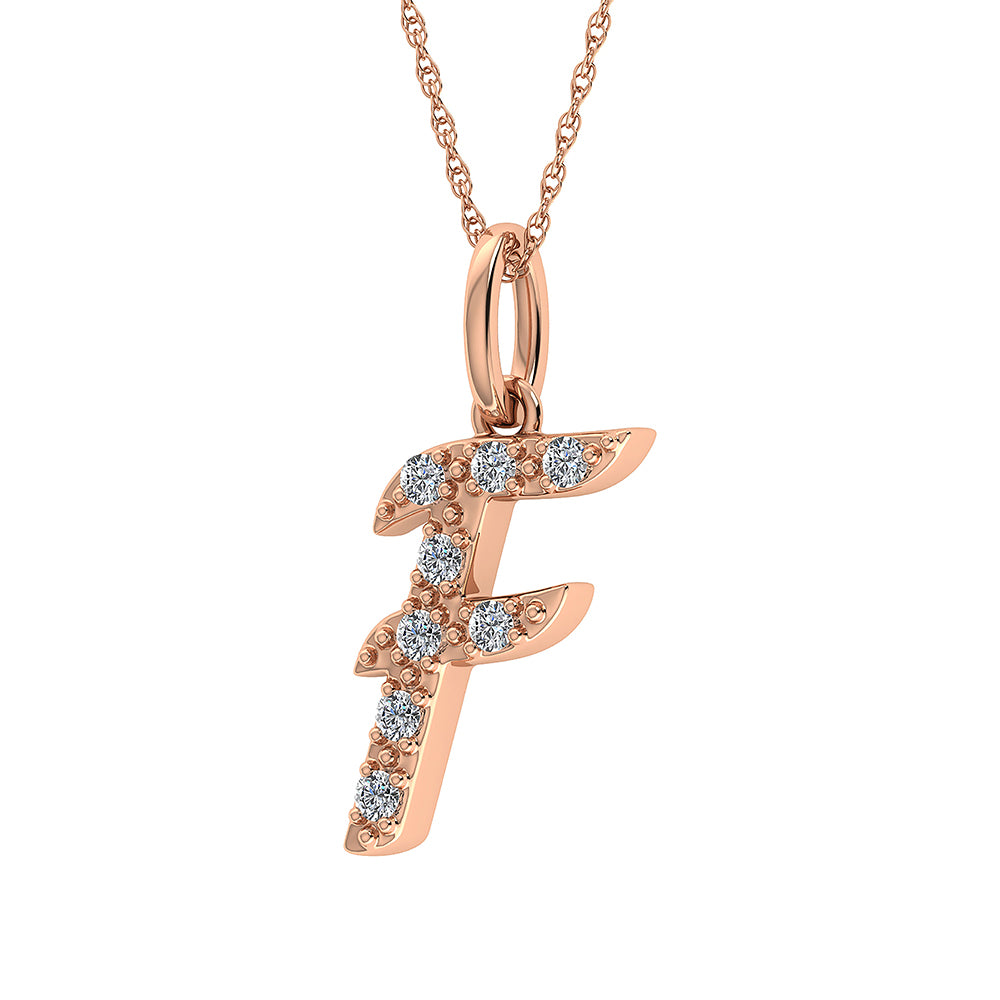 Diamond 1/8 Ct.Tw. Letter F Pendant in 10K Rose Gold