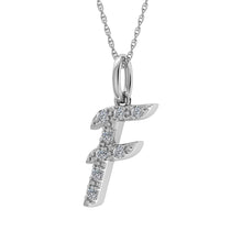 Load image into Gallery viewer, Diamond 1/8 Ct.Tw. Letter F Pendant in 10K White Gold