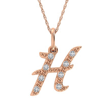 Load image into Gallery viewer, Diamond 1/8 Ct.Tw. Letter H Pendant in 10K Rose Gold