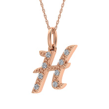 Load image into Gallery viewer, Diamond 1/8 Ct.Tw. Letter H Pendant in 10K Rose Gold