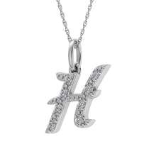 Load image into Gallery viewer, Diamond 1/8 Ct.Tw. Letter H Pendant in 10K White Gold