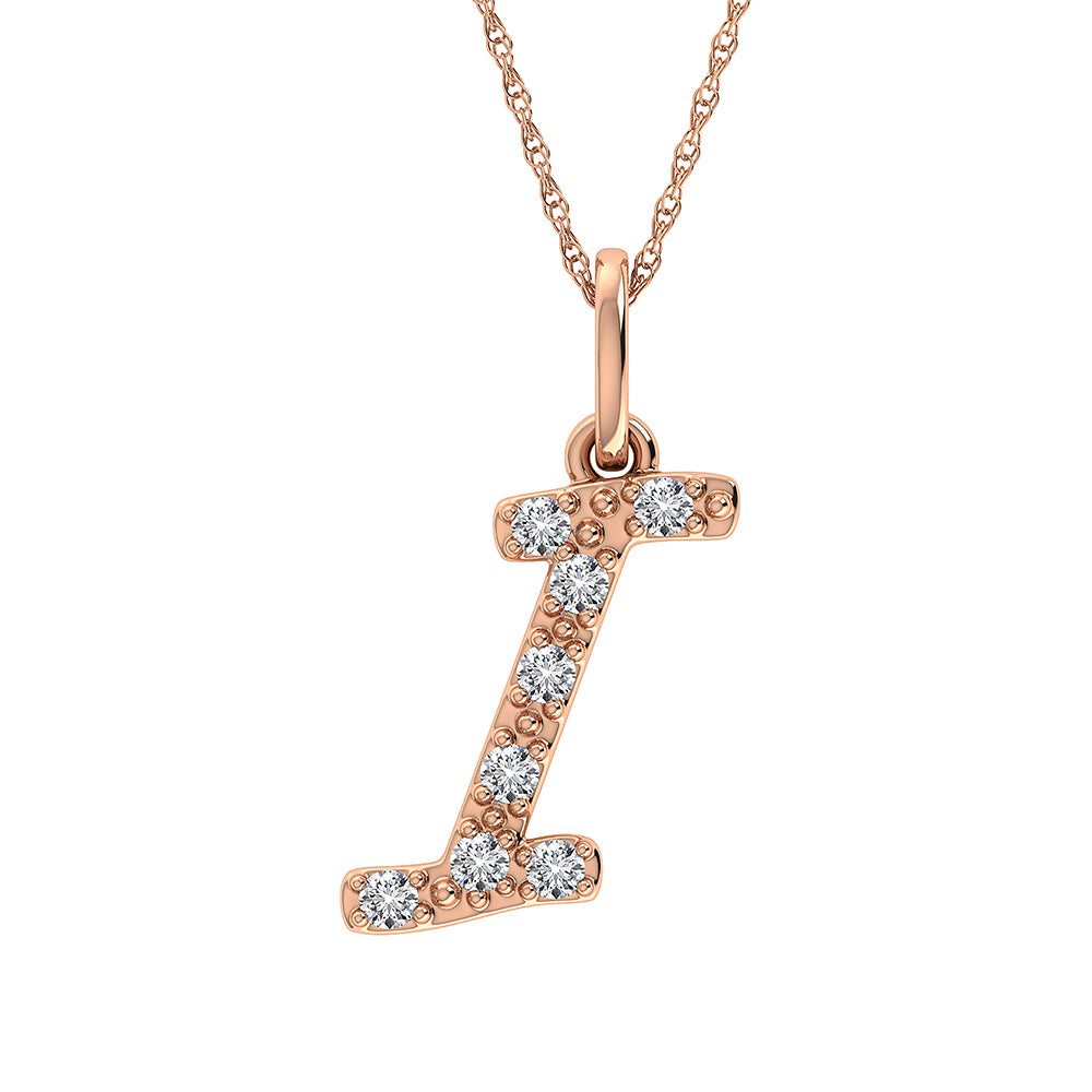 Diamond 1/8 Ct.Tw. Letter I Pendant in 10K Rose Gold