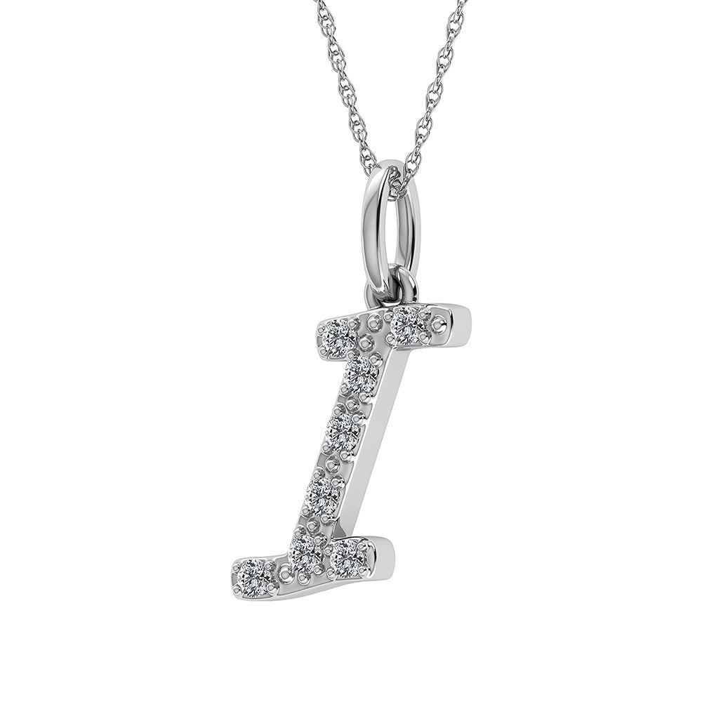 Diamond 1/8 Ct.Tw. Letter I Pendant in 10K White Gold