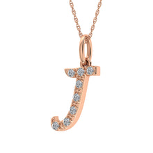 Load image into Gallery viewer, Diamond 1/8 Ct.Tw. Letter J Pendant in 10K Rose Gold