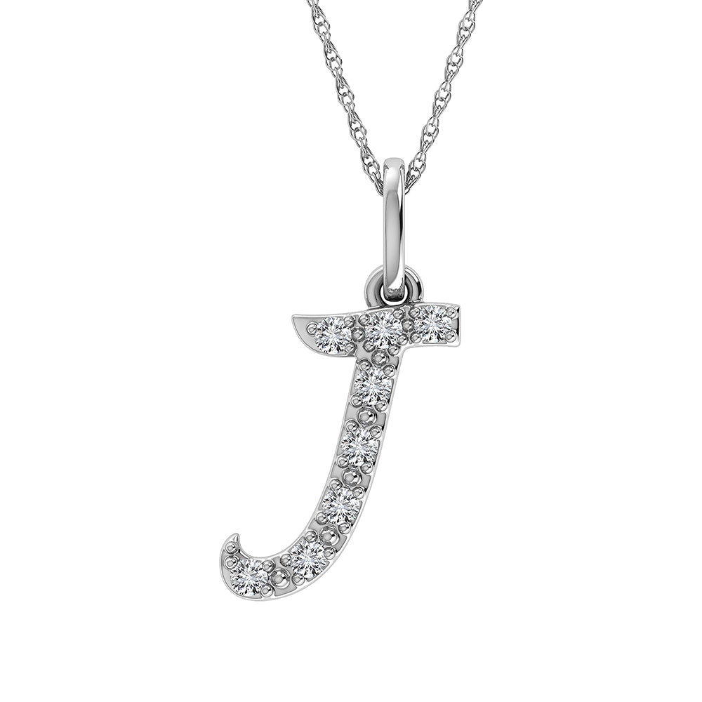 Diamond 1/8 Ct.Tw. Letter J Pendant in 10K White Gold