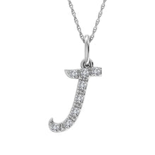 Load image into Gallery viewer, Diamond 1/8 Ct.Tw. Letter J Pendant in 10K White Gold