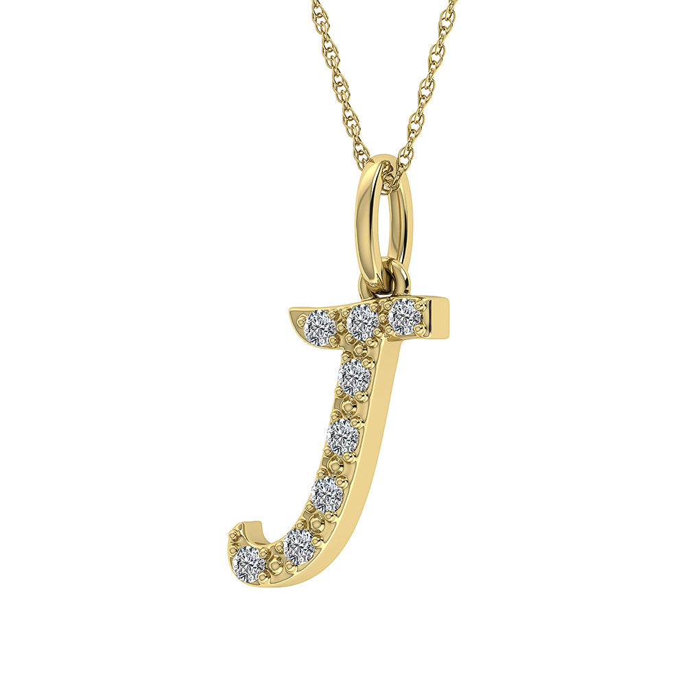 Diamond 1/8 Ct.Tw. Letter J Pendant in 10K Yellow Gold