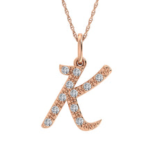 Load image into Gallery viewer, Diamond 1/8 Ct.Tw. Letter K Pendant in 10K Rose Gold