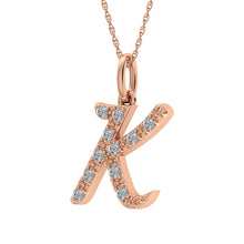 Cargar imagen en el visor de la galería, Diamond 1/8 Ct.Tw. Letter K Pendant in 10K Rose Gold