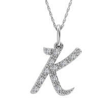 Cargar imagen en el visor de la galería, Diamond 1/8 Ct.Tw. Letter K Pendant in 10K White Gold