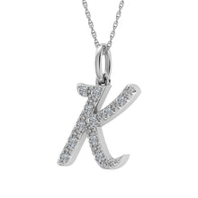 Load image into Gallery viewer, Diamond 1/8 Ct.Tw. Letter K Pendant in 10K White Gold