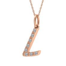 Load image into Gallery viewer, Diamond 1/8 Ct.Tw. Letter L Pendant in 10K Rose Gold