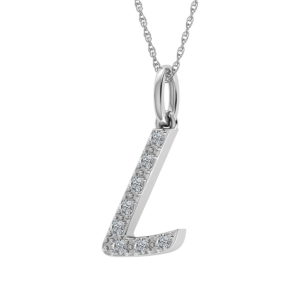 Diamond 1/8 Ct.Tw. Letter L Pendant in 10K White Gold