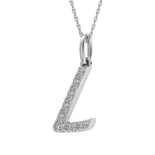 Load image into Gallery viewer, Diamond 1/8 Ct.Tw. Letter L Pendant in 10K White Gold