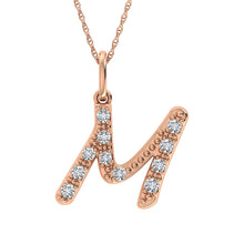 Load image into Gallery viewer, Diamond 1/8 Ct.Tw. Letter M Pendant in 10K Rose Gold