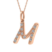 Load image into Gallery viewer, Diamond 1/8 Ct.Tw. Letter M Pendant in 10K Rose Gold