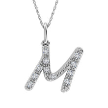 Cargar imagen en el visor de la galería, Diamond 1/8 Ct.Tw. Letter M Pendant in 10K White Gold