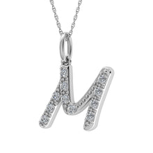 Cargar imagen en el visor de la galería, Diamond 1/8 Ct.Tw. Letter M Pendant in 10K White Gold