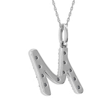 Load image into Gallery viewer, Diamond 1/8 Ct.Tw. Letter M Pendant in 10K White Gold