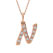 Load image into Gallery viewer, Diamond 1/8 Ct.Tw. Letter N Pendant in 10K Rose Gold