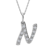 Load image into Gallery viewer, Diamond 1/8 Ct.Tw. Letter N Pendant in 10K White Gold