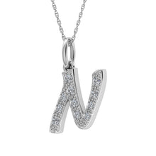 Load image into Gallery viewer, Diamond 1/8 Ct.Tw. Letter N Pendant in 10K White Gold