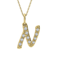 Load image into Gallery viewer, Diamond 1/8 Ct.Tw. Letter N Pendant in 10K Yellow Gold