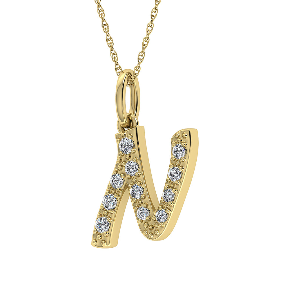 Diamond 1/8 Ct.Tw. Letter N Pendant in 10K Yellow Gold