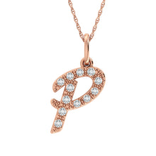 Cargar imagen en el visor de la galería, Diamond 1/8 Ct.Tw. Letter P Pendant in 10K Rose Gold