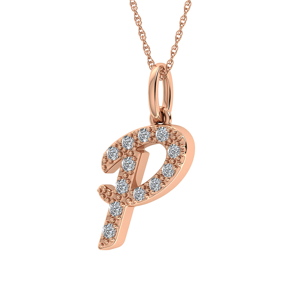 Diamond 1/8 Ct.Tw. Letter P Pendant in 10K Rose Gold