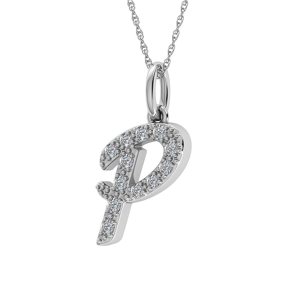 Diamond 1/8 Ct.Tw. Letter P Pendant in 10K White Gold