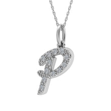 Cargar imagen en el visor de la galería, Diamond 1/8 Ct.Tw. Letter P Pendant in 10K White Gold