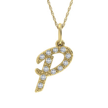 Cargar imagen en el visor de la galería, Diamond 1/8 Ct.Tw. Letter P Pendant in 10K Yellow Gold