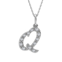 Load image into Gallery viewer, Diamond 1/8 Ct.Tw. Letter Q Pendant in 10K White Gold