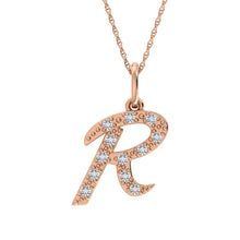 Load image into Gallery viewer, Diamond 1/8 Ct.Tw. Letter R Pendant in 10K Rose Gold