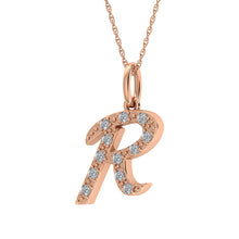 Cargar imagen en el visor de la galería, Diamond 1/8 Ct.Tw. Letter R Pendant in 10K Rose Gold