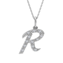 Load image into Gallery viewer, Diamond 1/8 Ct.Tw. Letter R Pendant in 10K White Gold