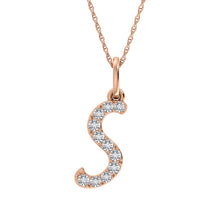 Cargar imagen en el visor de la galería, Diamond 1/8 Ct.Tw. Letter S Pendant in 10K Rose Gold