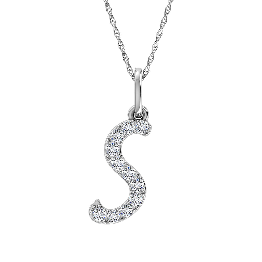 Diamond 1/8 Ct.Tw. Letter S Pendant in 10K White Gold