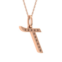 Load image into Gallery viewer, Diamond 1/8 Ct.Tw. Letter T Pendant in 10K Rose Gold