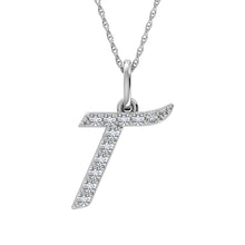 Load image into Gallery viewer, Diamond 1/8 Ct.Tw. Letter T Pendant in 10K White Gold