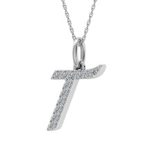 Load image into Gallery viewer, Diamond 1/8 Ct.Tw. Letter T Pendant in 10K White Gold